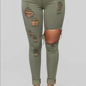 Fashion Nova Olive green jeans